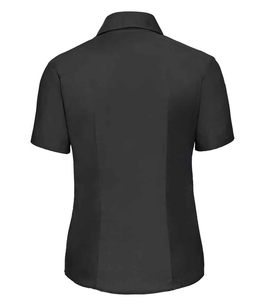 Russell Athletic Collection Ladies Short Sleeve Easy Care Oxford Shirt - Black