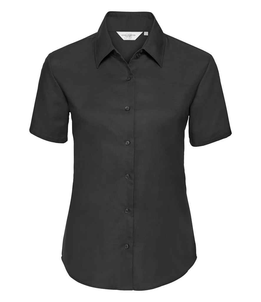 Russell Athletic Collection Ladies Short Sleeve Easy Care Oxford Shirt - Black