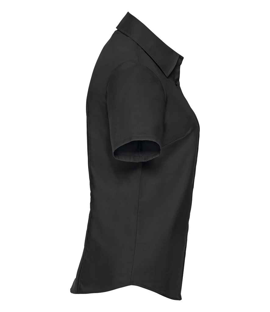 Russell Athletic Collection Ladies Short Sleeve Easy Care Oxford Shirt - Black