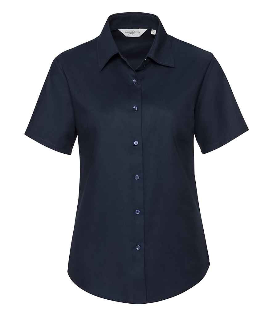 Russell Athletic Collection Ladies Short Sleeve Easy Care Oxford Shirt - Bright Navy