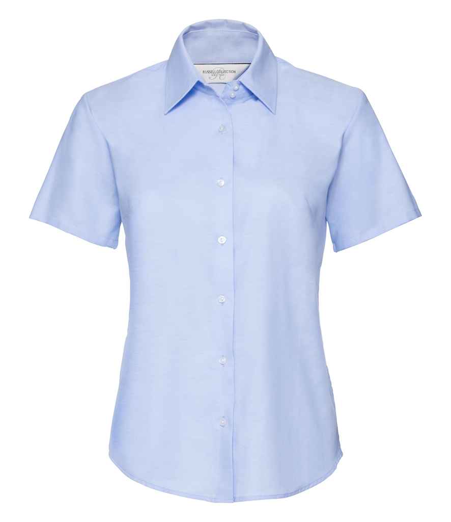 Russell Athletic Collection Ladies Short Sleeve Easy Care Oxford Shirt - Oxford Blue