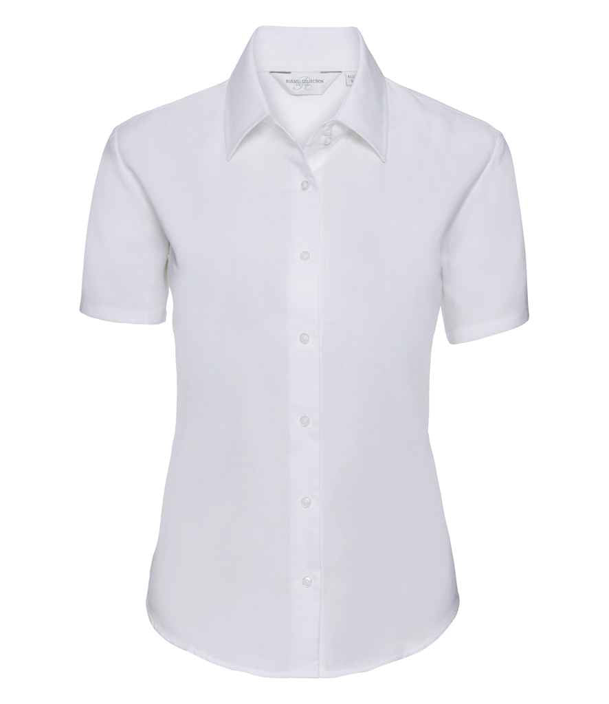 Russell Athletic Collection Ladies Short Sleeve Easy Care Oxford Shirt - White
