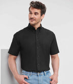 Russell Athletic Collection Short Sleeve Easy Care Oxford Shirt - Black