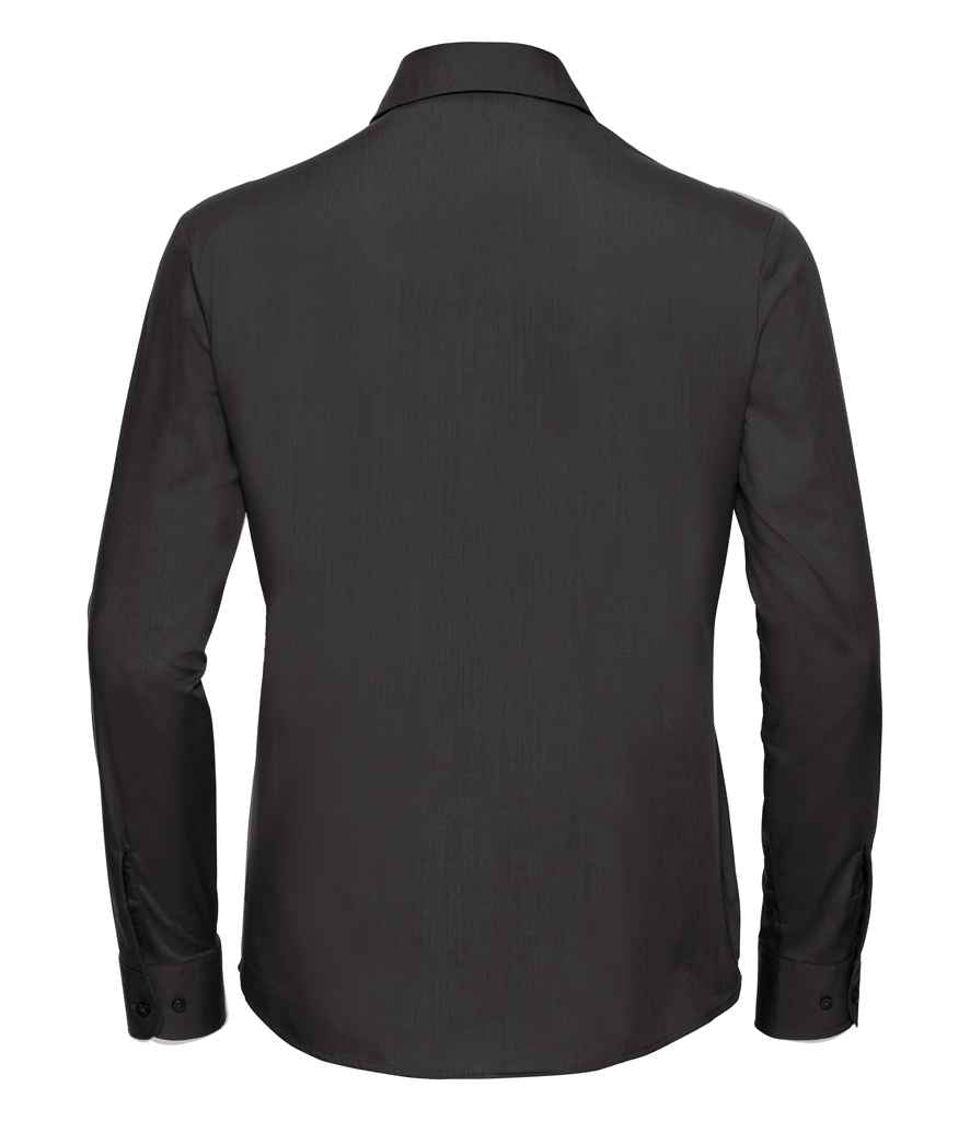 Russell Athletic Collection Ladies Long Sleeve Easy Care Poplin Shirt - Black