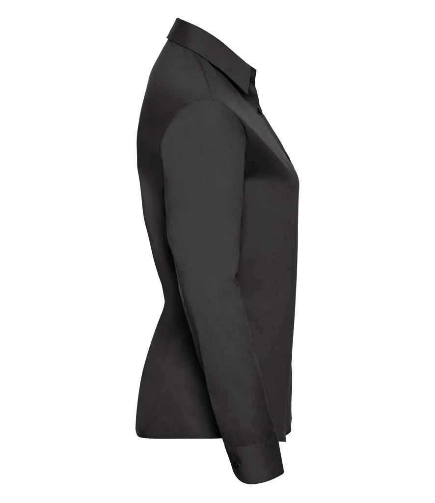 Russell Athletic Collection Ladies Long Sleeve Easy Care Poplin Shirt - Black