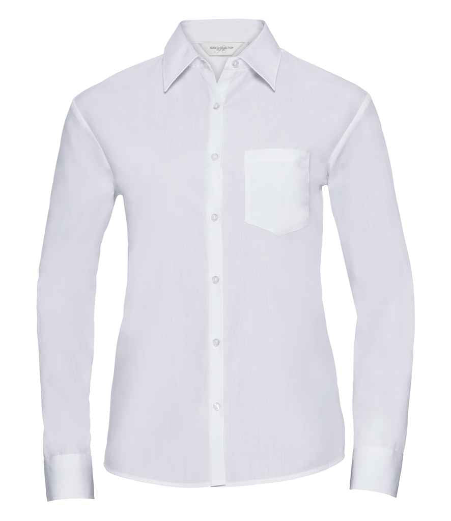 Russell Athletic Collection Ladies Long Sleeve Easy Care Poplin Shirt - White