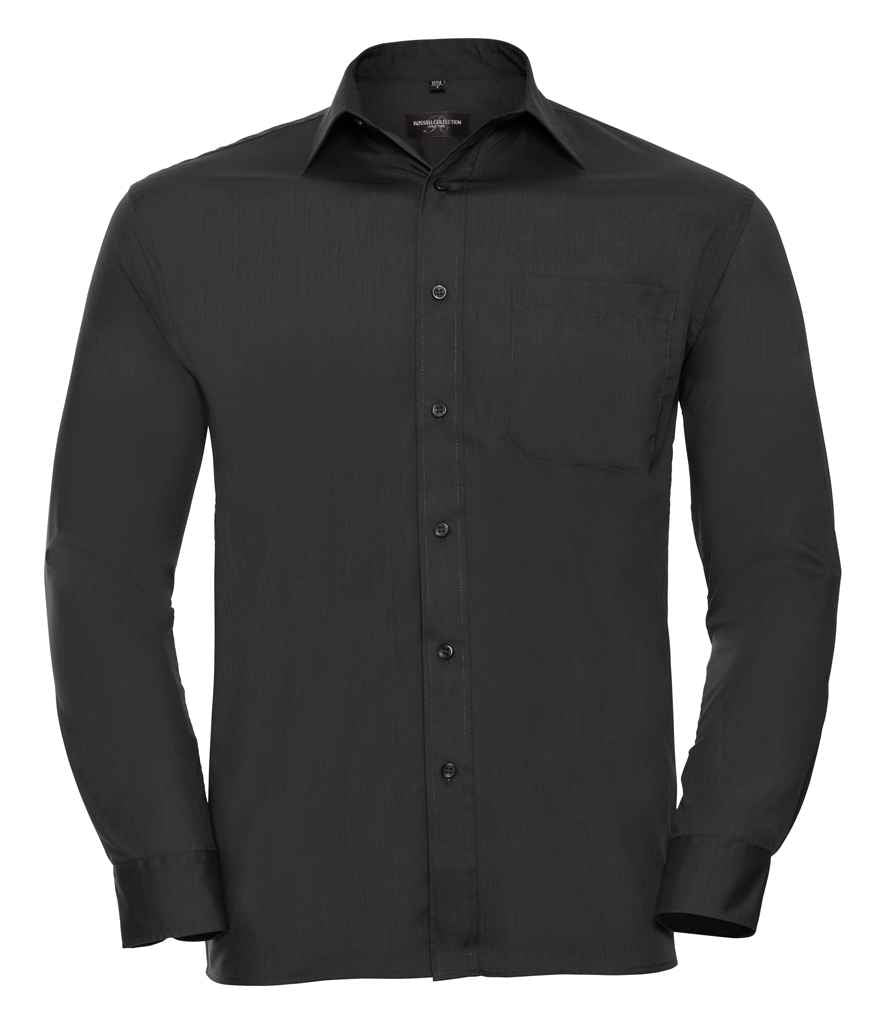Russell Athletic Collection Long Sleeve Easy Care Poplin Shirt - Black