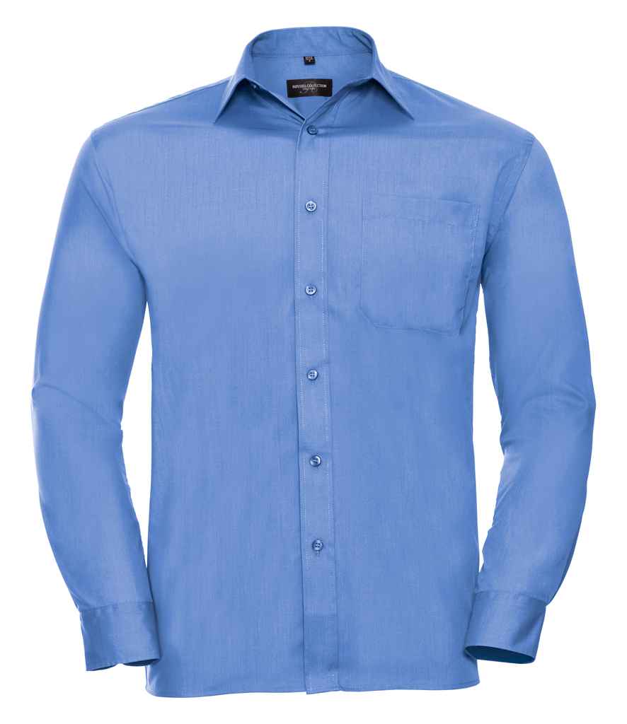 Russell Athletic Collection Long Sleeve Easy Care Poplin Shirt - Corporate Blue