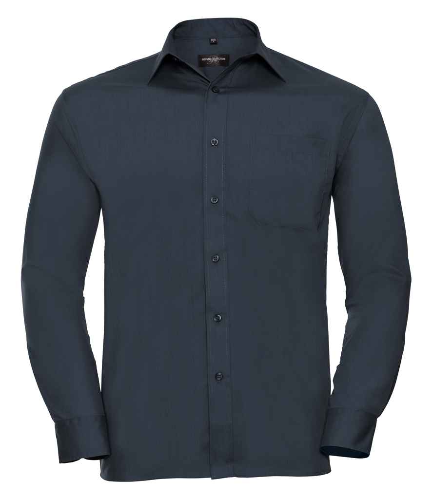 Russell Athletic Collection Long Sleeve Easy Care Poplin Shirt - French Navy