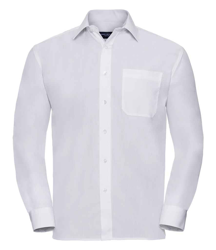 Russell Athletic Collection Long Sleeve Easy Care Poplin Shirt - White