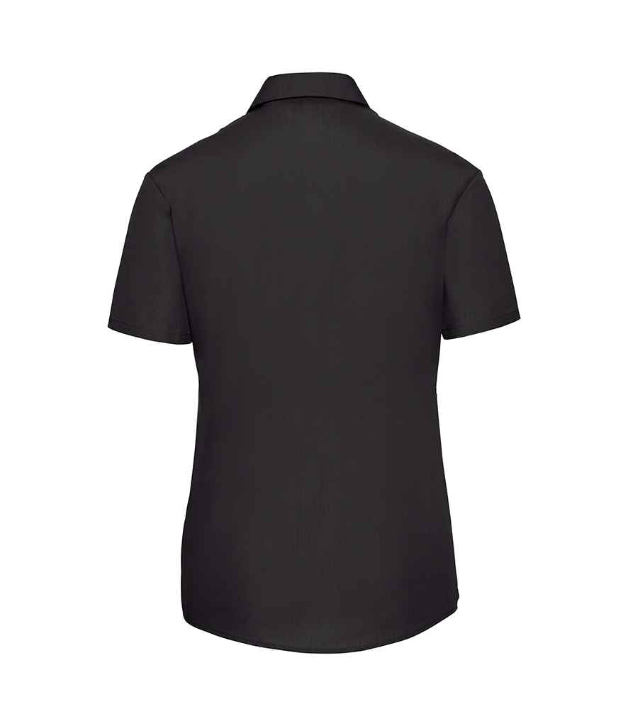 Russell Athletic Collection Ladies Short Sleeve Easy Care Poplin Shirt - Black