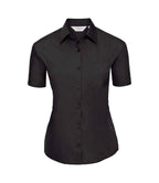 Russell Athletic Collection Ladies Short Sleeve Easy Care Poplin Shirt - Black