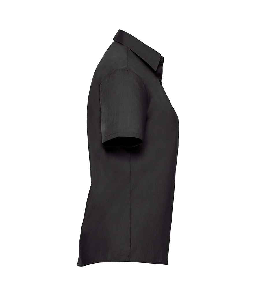 Russell Athletic Collection Ladies Short Sleeve Easy Care Poplin Shirt - Black