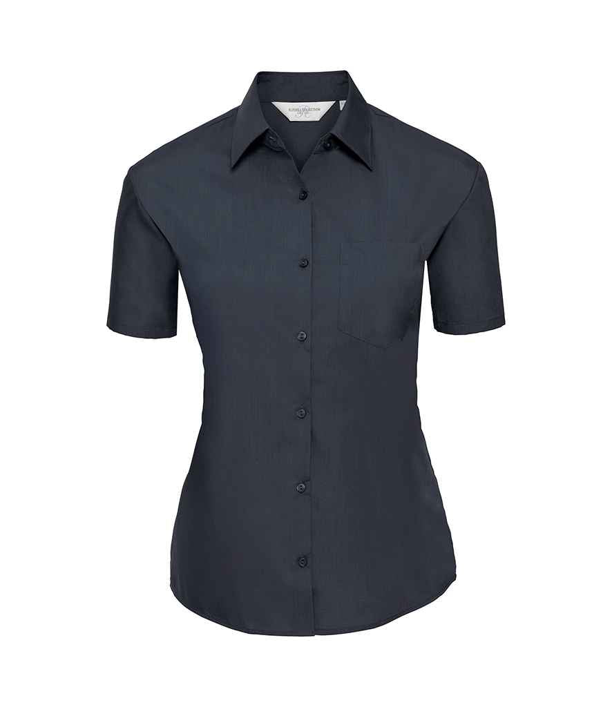 Russell Athletic Collection Ladies Short Sleeve Easy Care Poplin Shirt - French Navy