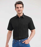Russell Athletic Collection Short Sleeve Easy Care Poplin Shirt - Black