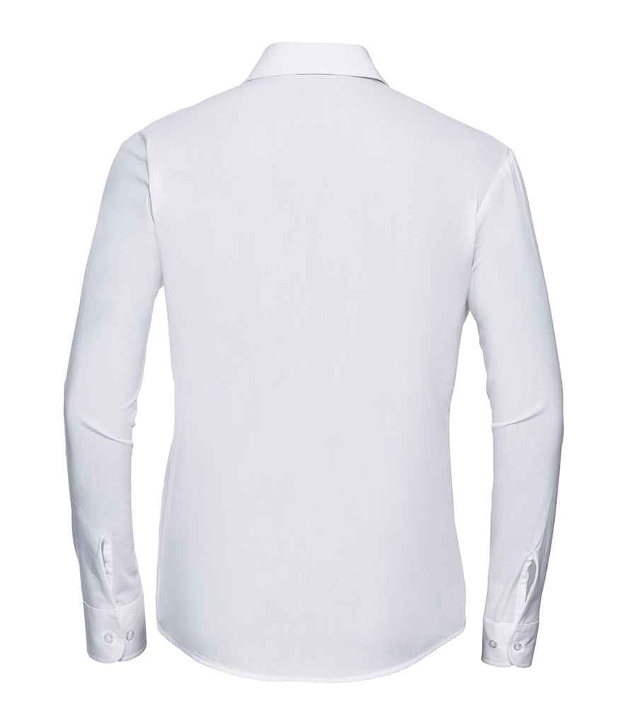 Russell Athletic Collection Ladies Long Sleeve Easy Care Cotton Poplin Shirt - White