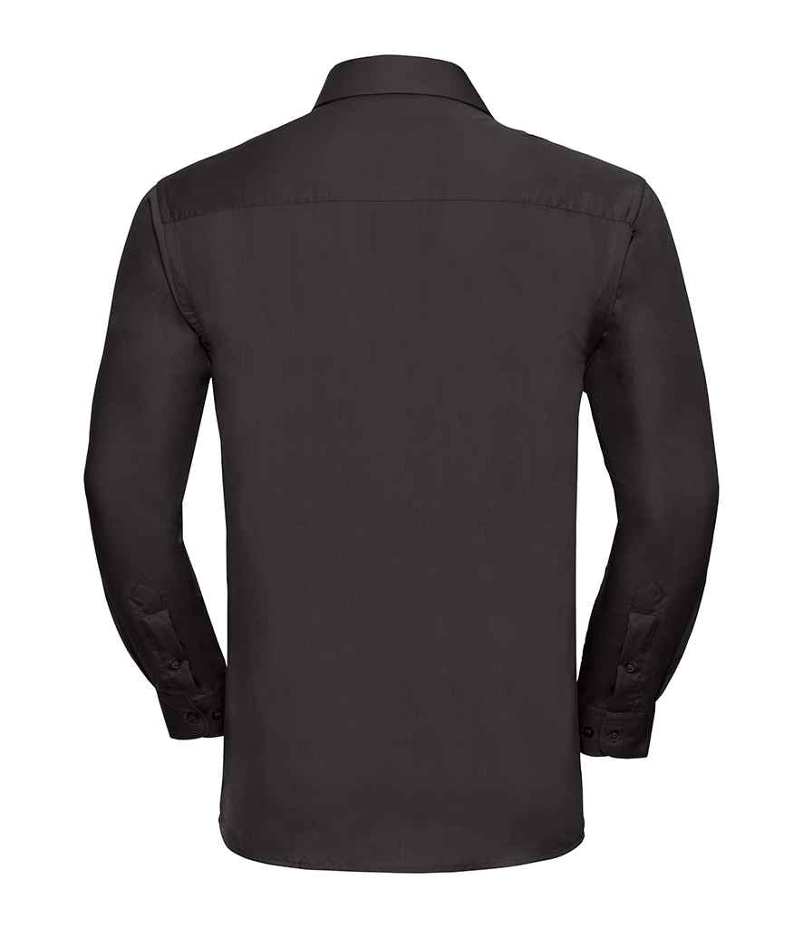 Russell Athletic Collection Long Sleeve Easy Care Cotton Poplin Shirt - Black