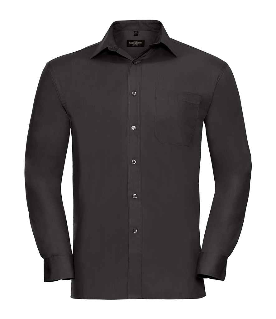Russell Athletic Collection Long Sleeve Easy Care Cotton Poplin Shirt - Black