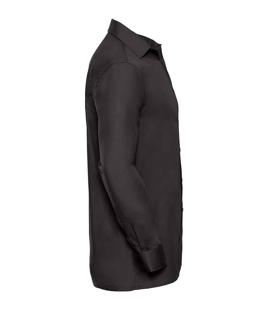 Russell Athletic Collection Long Sleeve Easy Care Cotton Poplin Shirt - Black