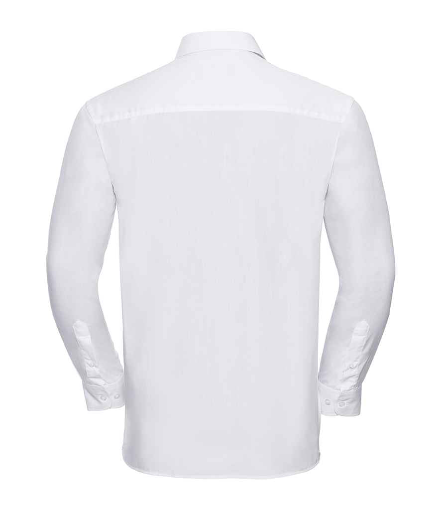 Russell Athletic Collection Long Sleeve Easy Care Cotton Poplin Shirt - White