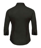 Russell Athletic Collection Ladies 3/4 Sleeve Easy Care Fitted Shirt - Black
