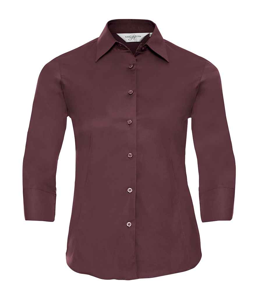 Russell Athletic Collection Ladies 3/4 Sleeve Easy Care Fitted Shirt - Port