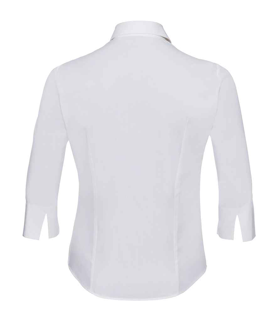 Russell Athletic Collection Ladies 3/4 Sleeve Easy Care Fitted Shirt - White