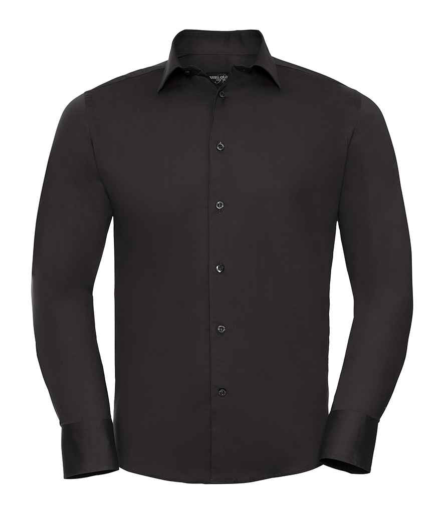 Russell Athletic Collection Long Sleeve Easy Care Fitted Shirt - Black