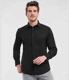 Russell Athletic Collection Long Sleeve Easy Care Fitted Shirt - Black