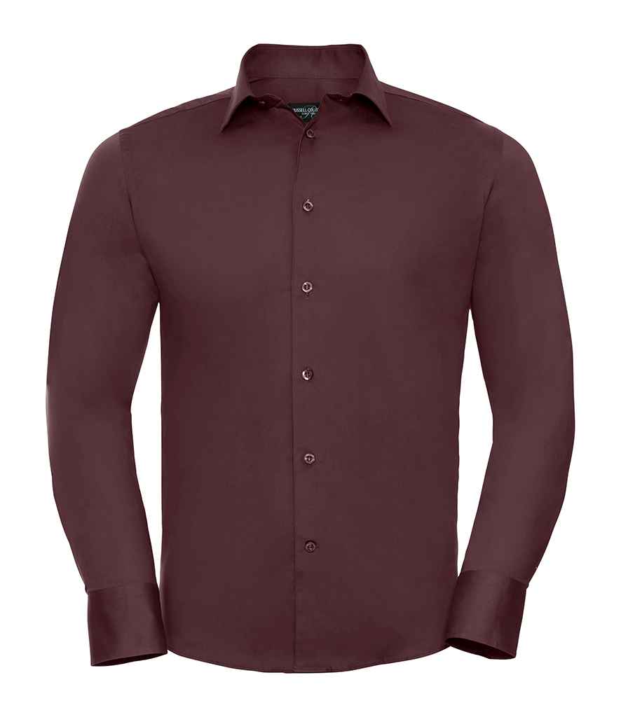 Russell Athletic Collection Long Sleeve Easy Care Fitted Shirt - Port