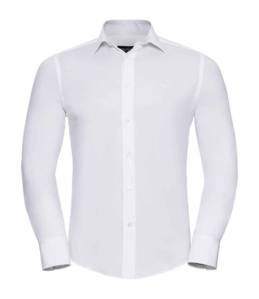 Russell Athletic Collection Long Sleeve Easy Care Fitted Shirt - White