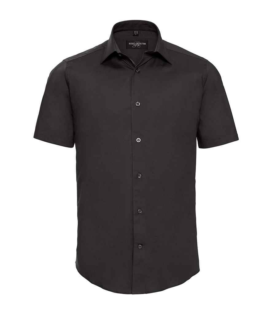 Russell Athletic Collection Short Sleeve Easy Care Fitted Shirt - Black