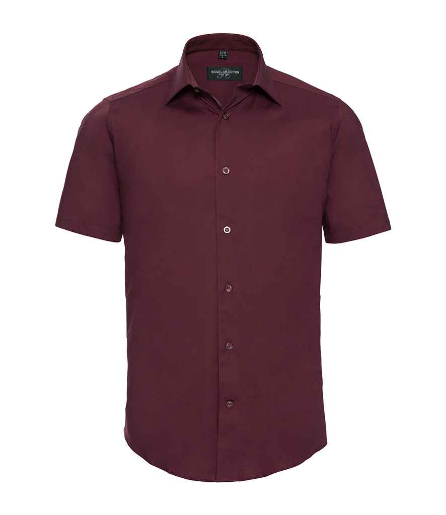 Russell Athletic Collection Short Sleeve Easy Care Fitted Shirt - Port