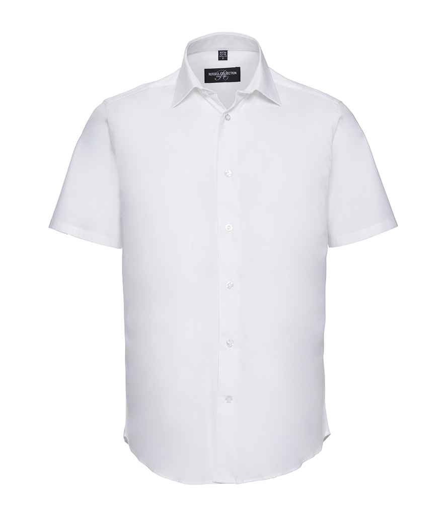 Russell Athletic Collection Short Sleeve Easy Care Fitted Shirt - White