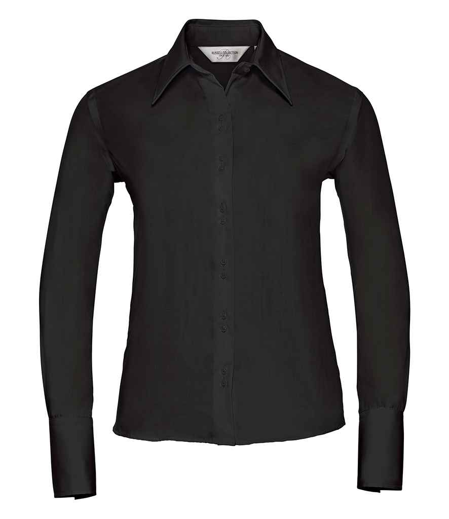 Russell Athletic Collection Ladies Long Sleeve Ultimate Non-Iron Shirt - Black