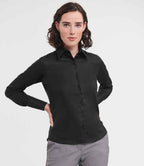 Russell Athletic Collection Ladies Long Sleeve Ultimate Non-Iron Shirt - Black