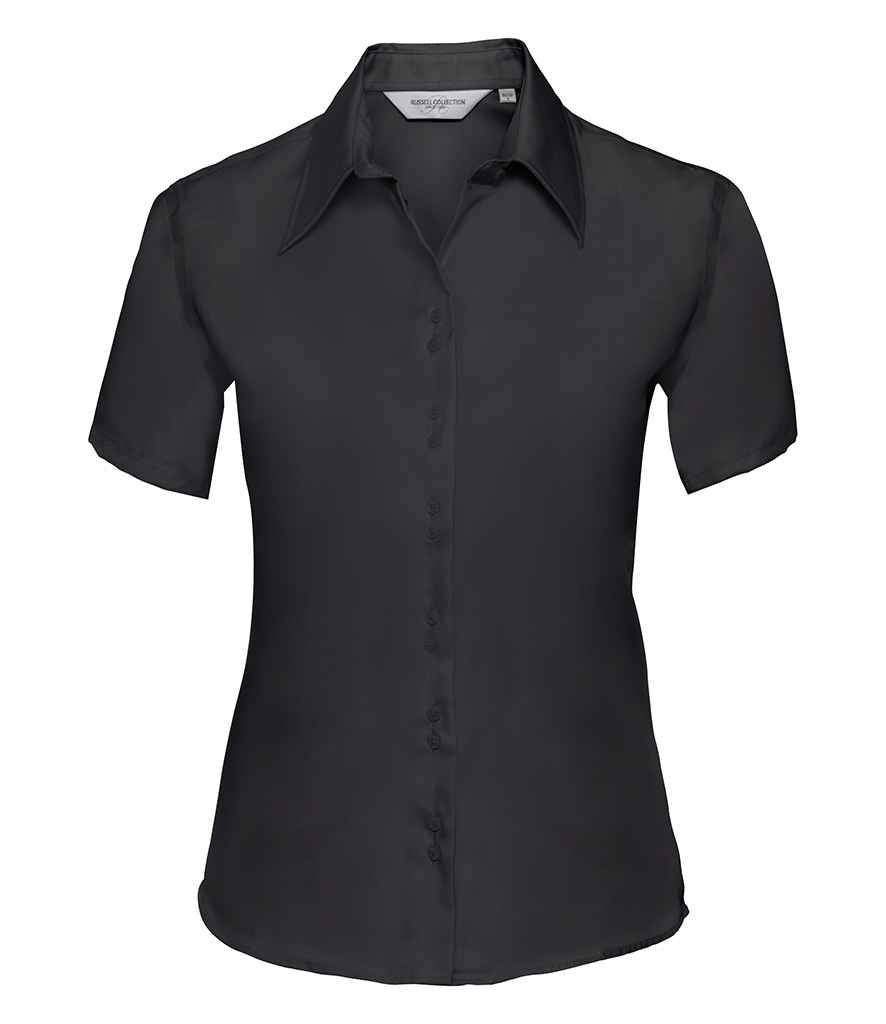 Russell Athletic Collection Ladies Short Sleeve Ultimate Non-Iron Shirt - Black