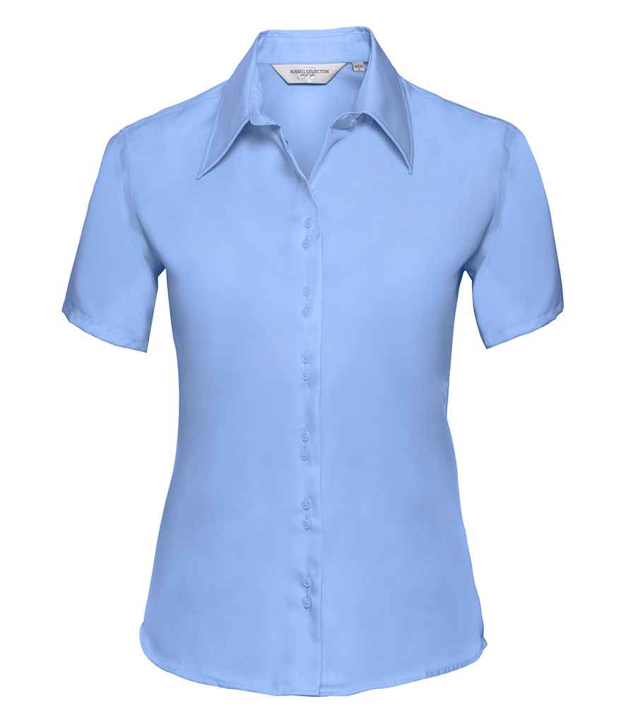 Russell Athletic Collection Ladies Short Sleeve Ultimate Non-Iron Shirt - Bright Sky