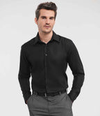 Russell Athletic Collection Long Sleeve Tailored Ultimate Non-Iron Shirt - Black