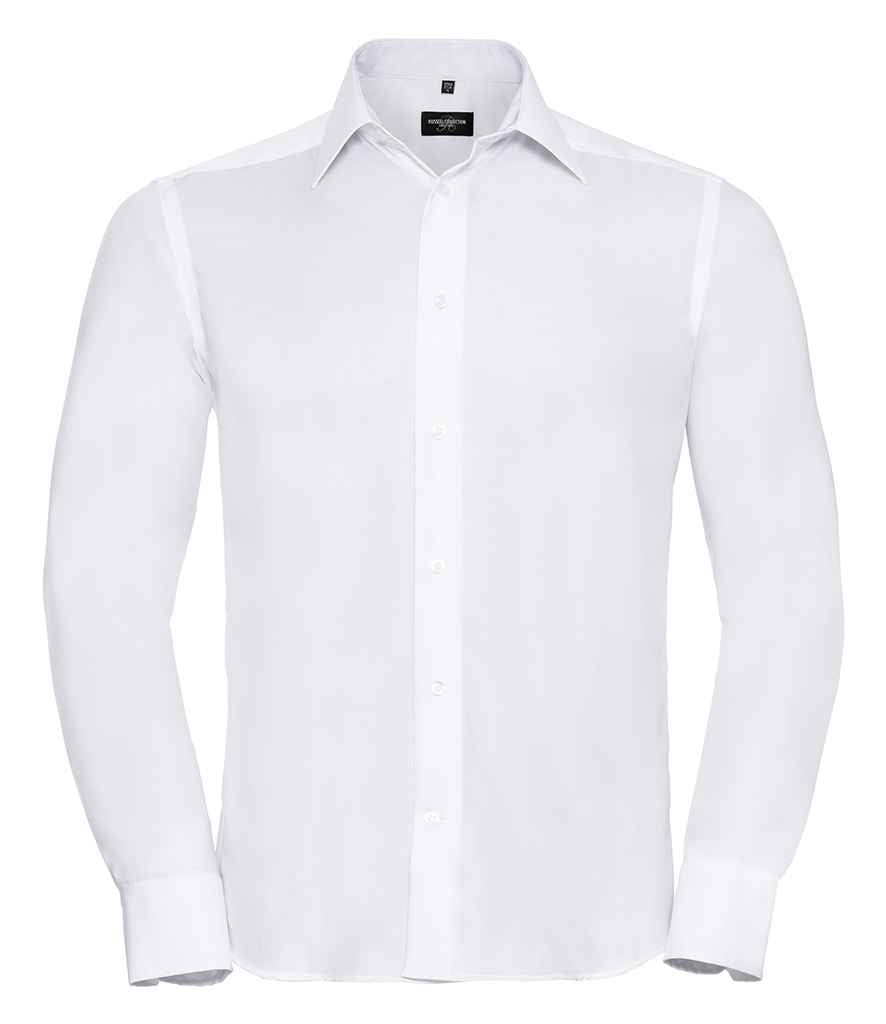 Russell Athletic Collection Long Sleeve Tailored Ultimate Non-Iron Shirt - White
