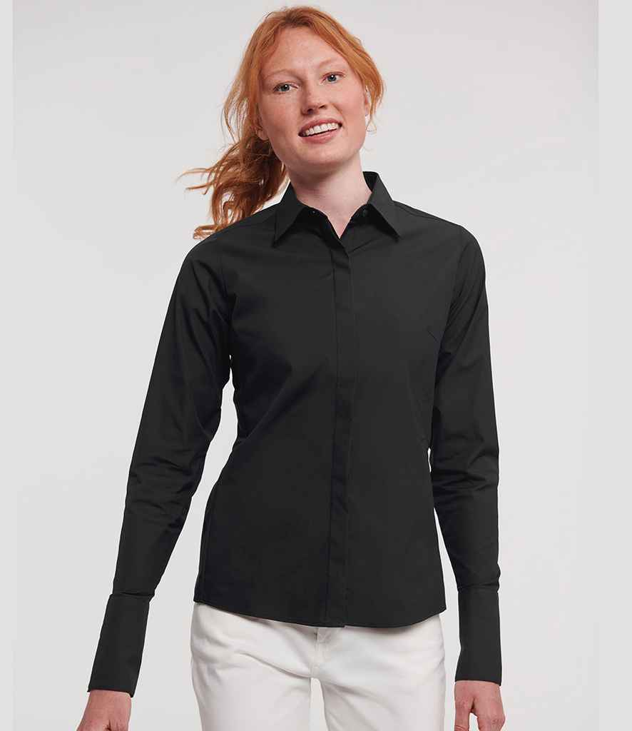 Russell Athletic Collection Ladies Ultimate Stretch Shirt - Black