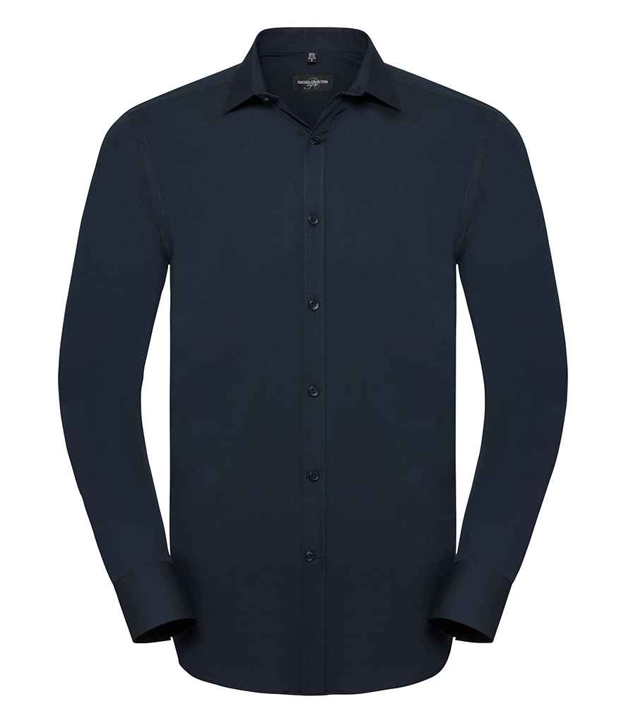 Russell Athletic Collection Long Sleeve Ultimate Stretch Shirt - Bright Navy