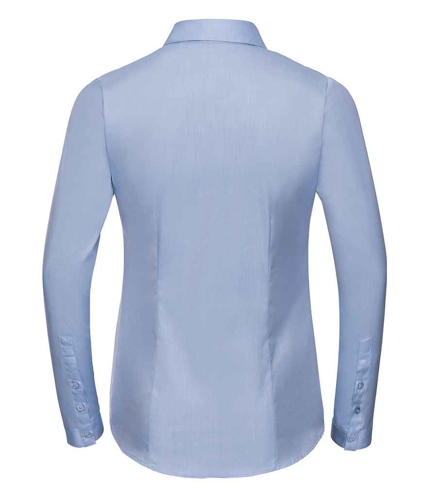 Russell Athletic Collection Ladies Long Sleeve Herringbone Shirt - Light Blue