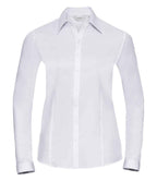 Russell Athletic Collection Ladies Long Sleeve Herringbone Shirt - White