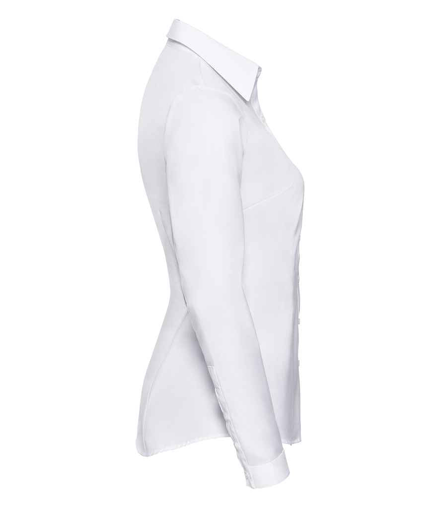 Russell Athletic Collection Ladies Long Sleeve Herringbone Shirt - White
