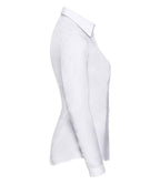 Russell Athletic Collection Ladies Long Sleeve Herringbone Shirt - White