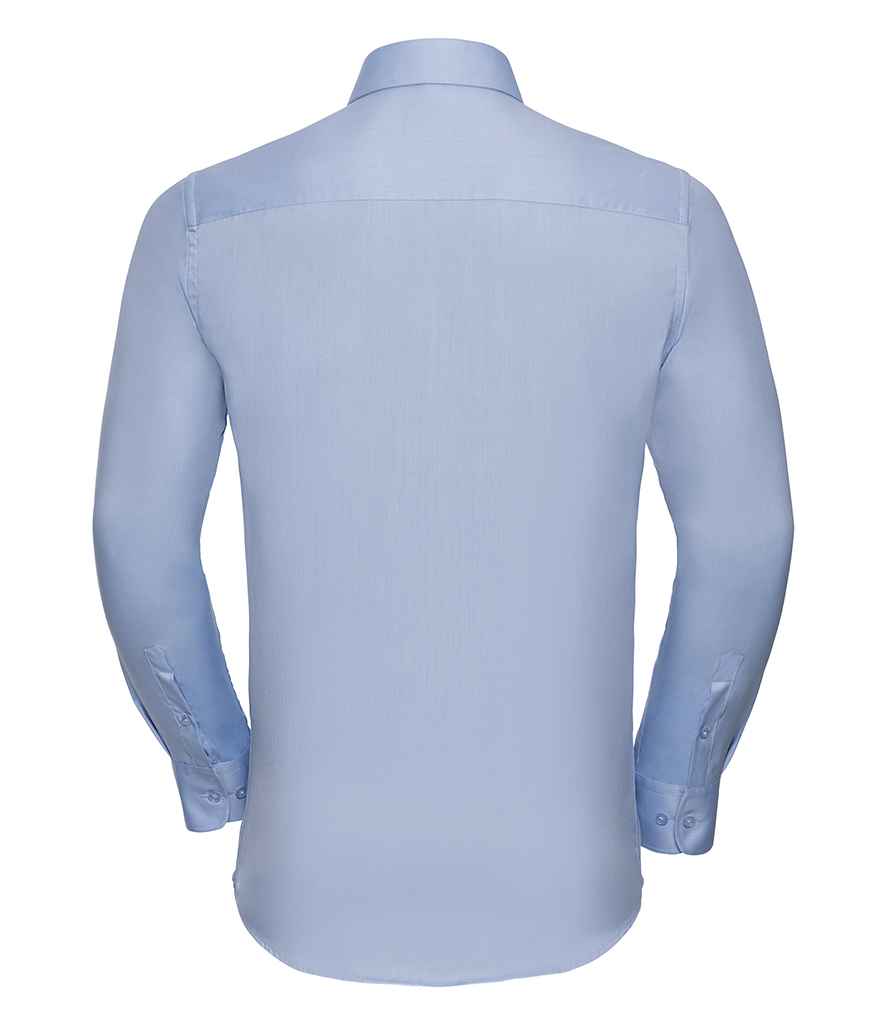 Russell Athletic Collection Long Sleeve Herringbone Shirt - Light Blue