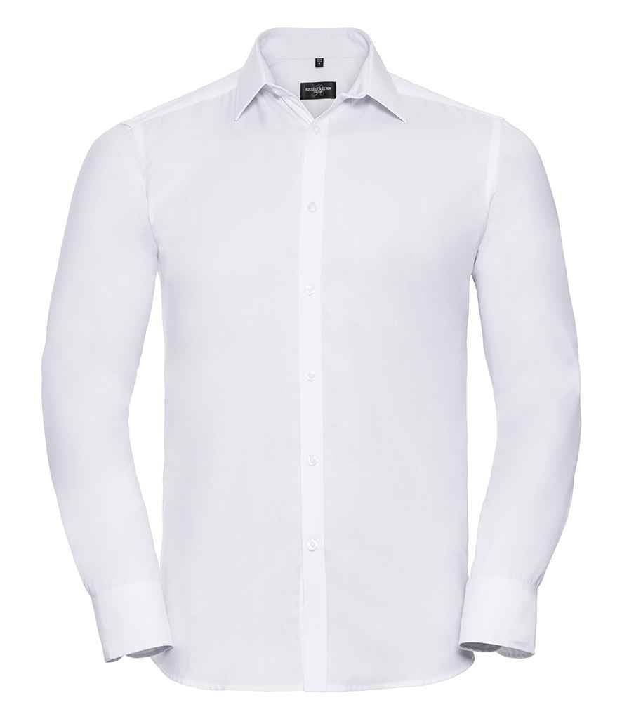 Russell Athletic Collection Long Sleeve Herringbone Shirt - White