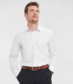 Russell Athletic Collection Long Sleeve Herringbone Shirt - White