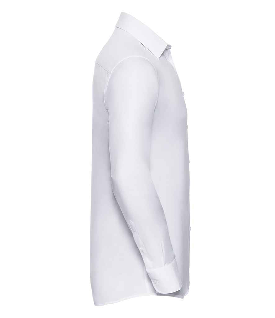 Russell Athletic Collection Long Sleeve Herringbone Shirt - White